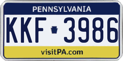 PA license plate KKF3986