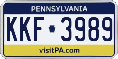 PA license plate KKF3989
