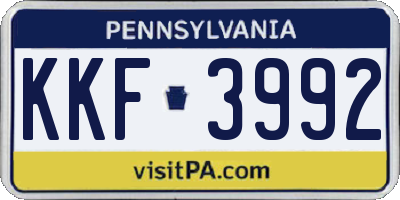 PA license plate KKF3992