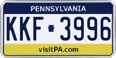 PA license plate KKF3996
