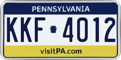 PA license plate KKF4012