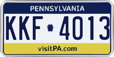 PA license plate KKF4013