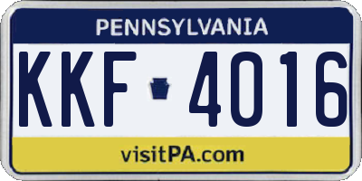 PA license plate KKF4016