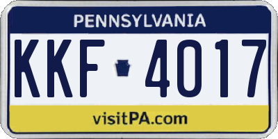 PA license plate KKF4017