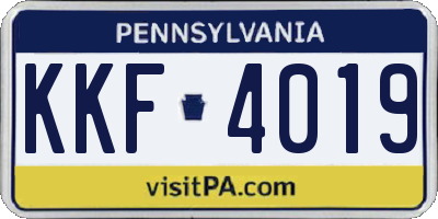 PA license plate KKF4019