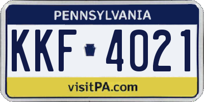 PA license plate KKF4021