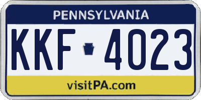 PA license plate KKF4023