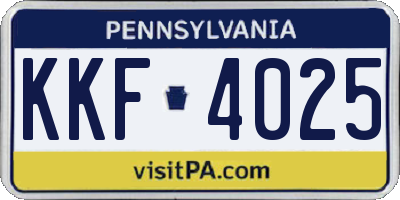 PA license plate KKF4025