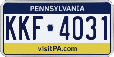 PA license plate KKF4031