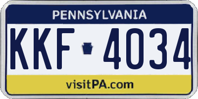PA license plate KKF4034