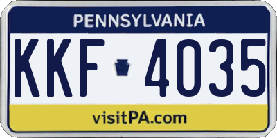 PA license plate KKF4035