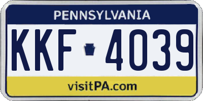 PA license plate KKF4039