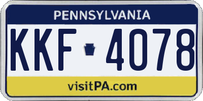 PA license plate KKF4078