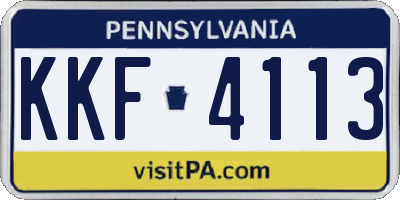 PA license plate KKF4113