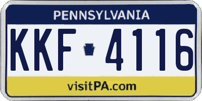 PA license plate KKF4116