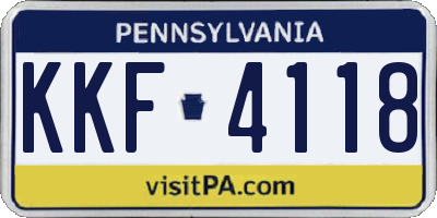 PA license plate KKF4118