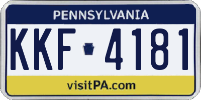 PA license plate KKF4181