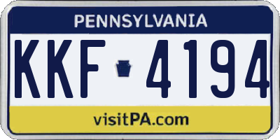 PA license plate KKF4194