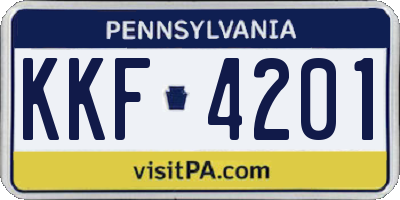 PA license plate KKF4201