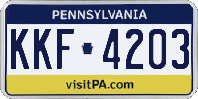 PA license plate KKF4203