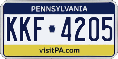 PA license plate KKF4205