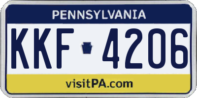 PA license plate KKF4206