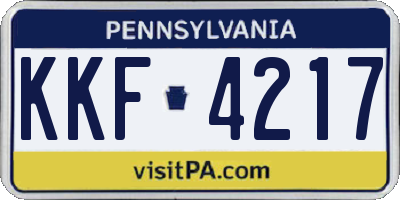 PA license plate KKF4217
