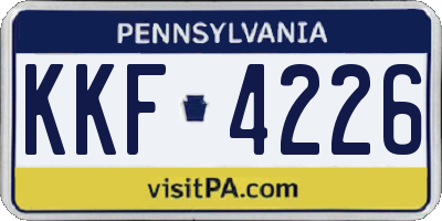 PA license plate KKF4226