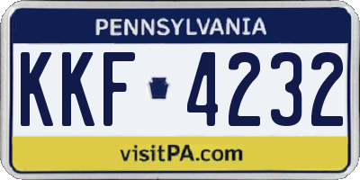 PA license plate KKF4232