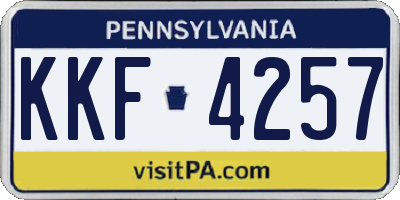 PA license plate KKF4257