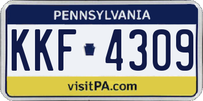 PA license plate KKF4309