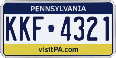 PA license plate KKF4321