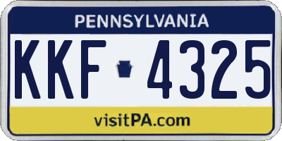 PA license plate KKF4325