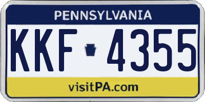 PA license plate KKF4355