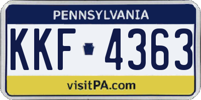 PA license plate KKF4363