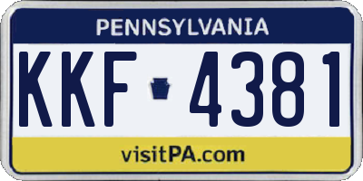 PA license plate KKF4381