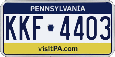 PA license plate KKF4403