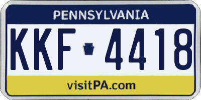 PA license plate KKF4418
