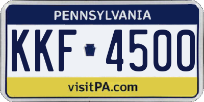 PA license plate KKF4500