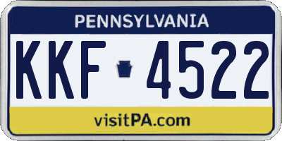 PA license plate KKF4522