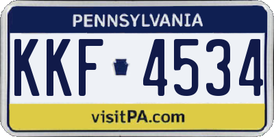 PA license plate KKF4534
