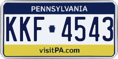 PA license plate KKF4543