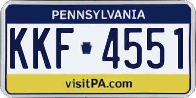 PA license plate KKF4551