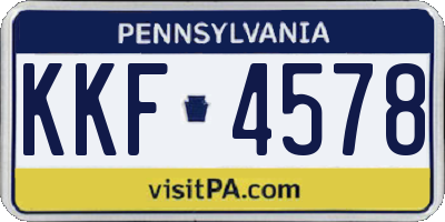 PA license plate KKF4578
