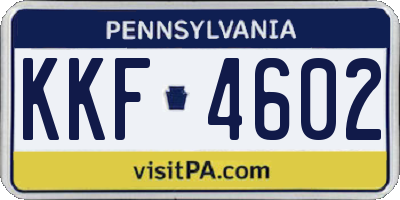 PA license plate KKF4602