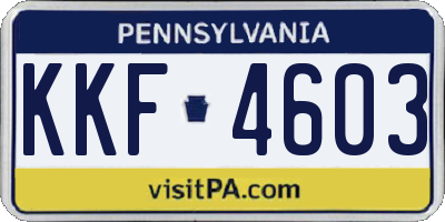 PA license plate KKF4603