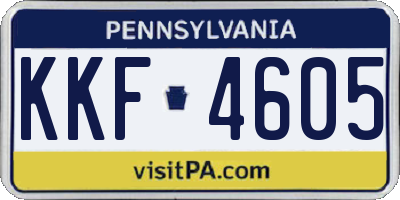 PA license plate KKF4605