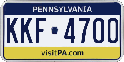 PA license plate KKF4700
