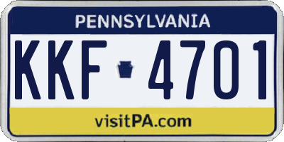 PA license plate KKF4701