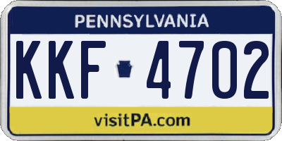 PA license plate KKF4702